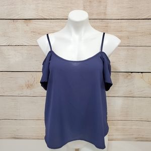 💟 Paper Crane Navy Blue Cold Shoulder Blouse Small